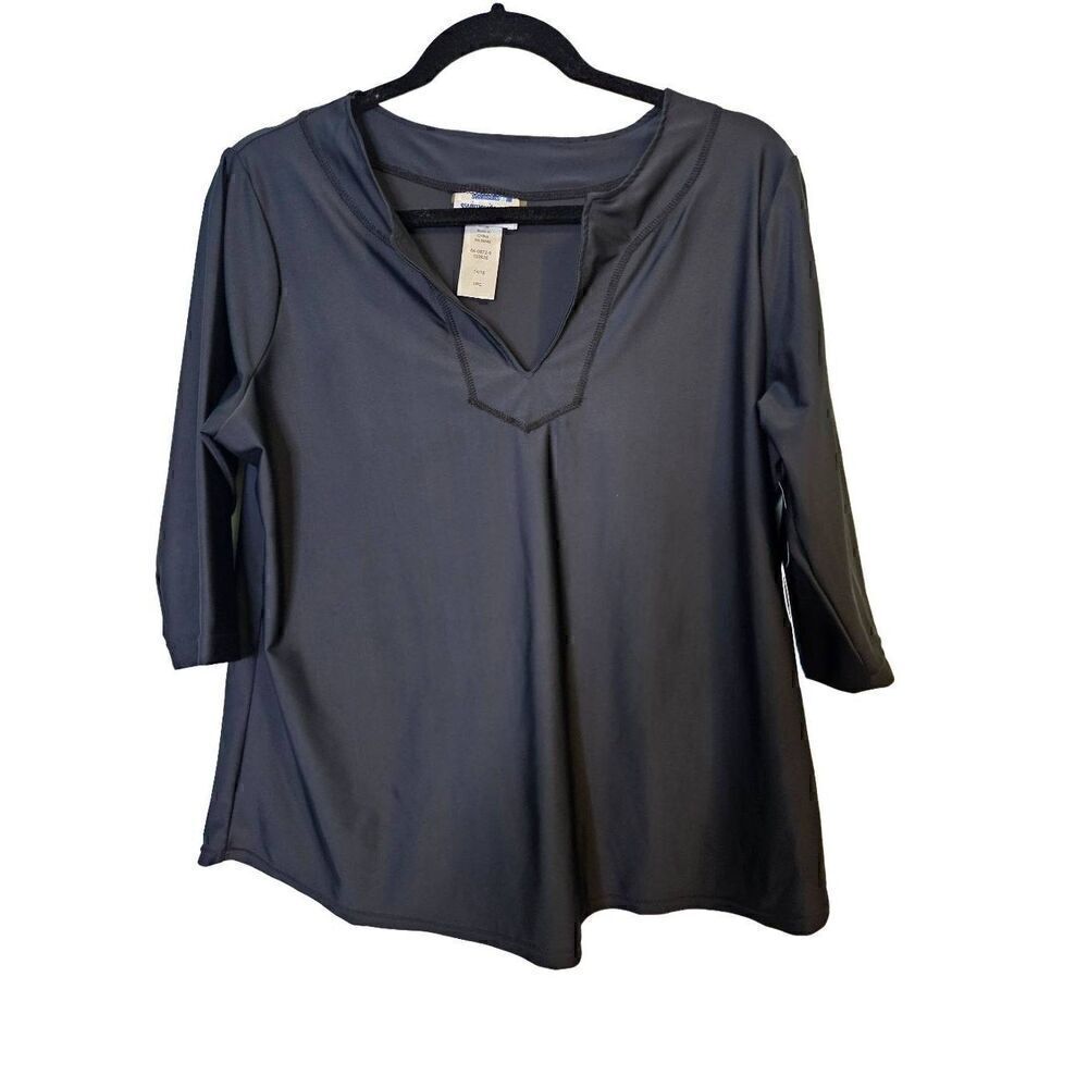 Swimsuits For All black swimsuit 3/4 sleeved top. Size 14/16. NWT.